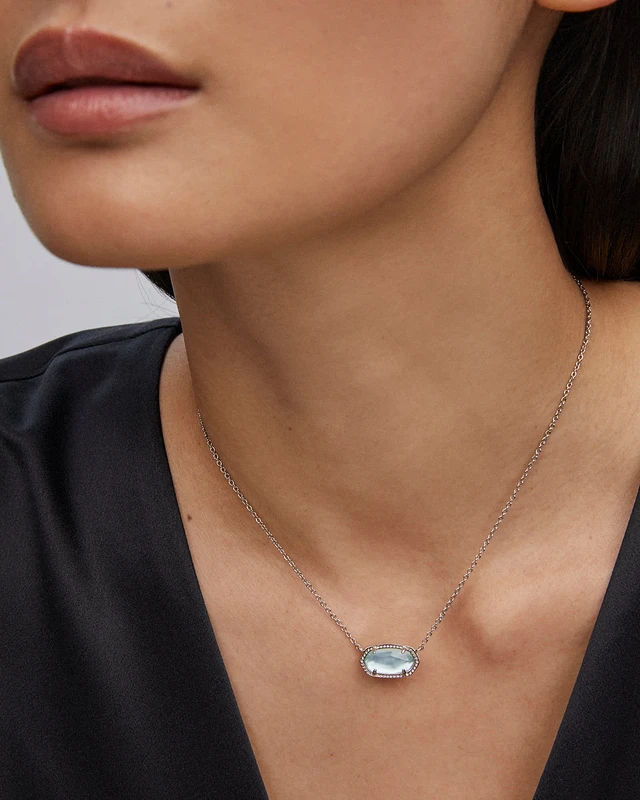 Elisa silver pendant necklace in light blue illusion store